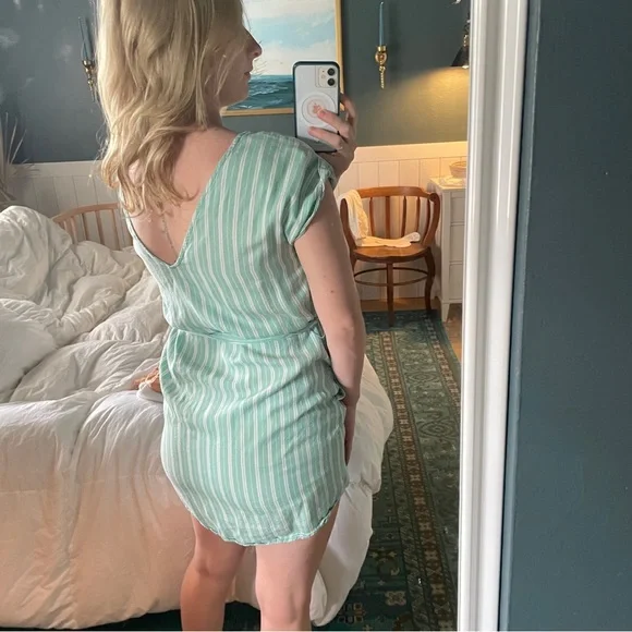 Mint Striped Mini Dress - Picture 3 of 4